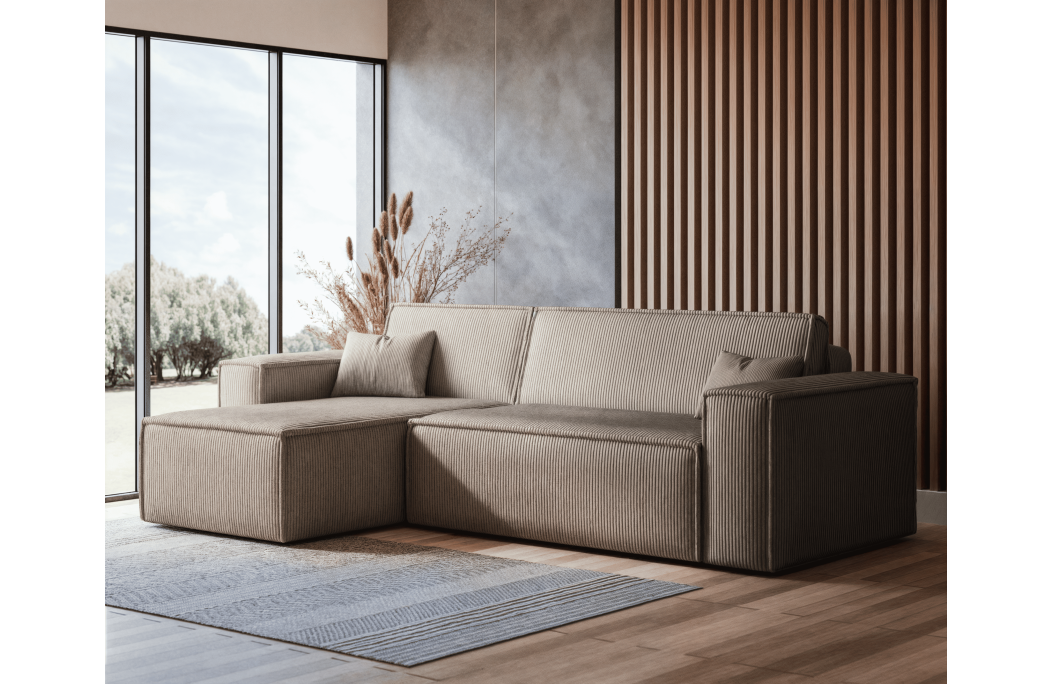 Canapé FARAH d'angle convertible et réversible 4 places en velours côtelé