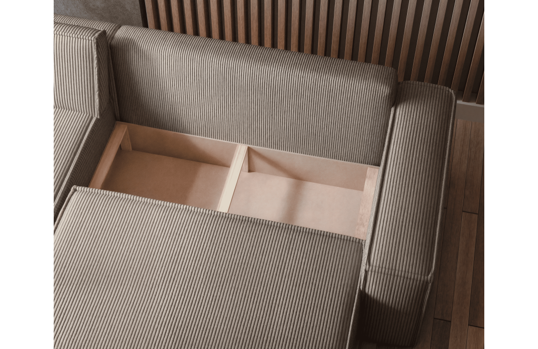 Canapé FARAH d'angle convertible et réversible 4 places en velours côtelé