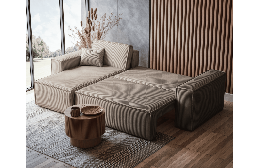 Canapé FARAH d'angle convertible et réversible 4 places en velours côtelé