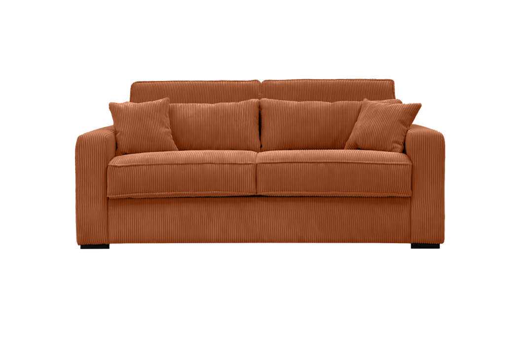 Canapé convertible express 3 places ESIO couchage quotidien en velours côtelé