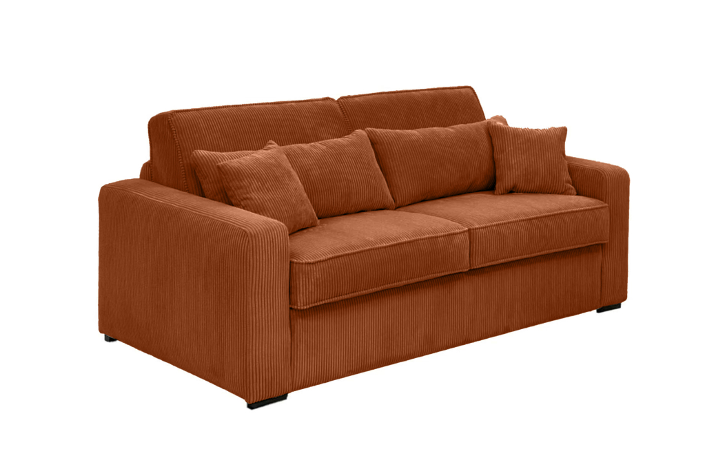 Canapé convertible express 3 places ESIO couchage quotidien en velours côtelé
