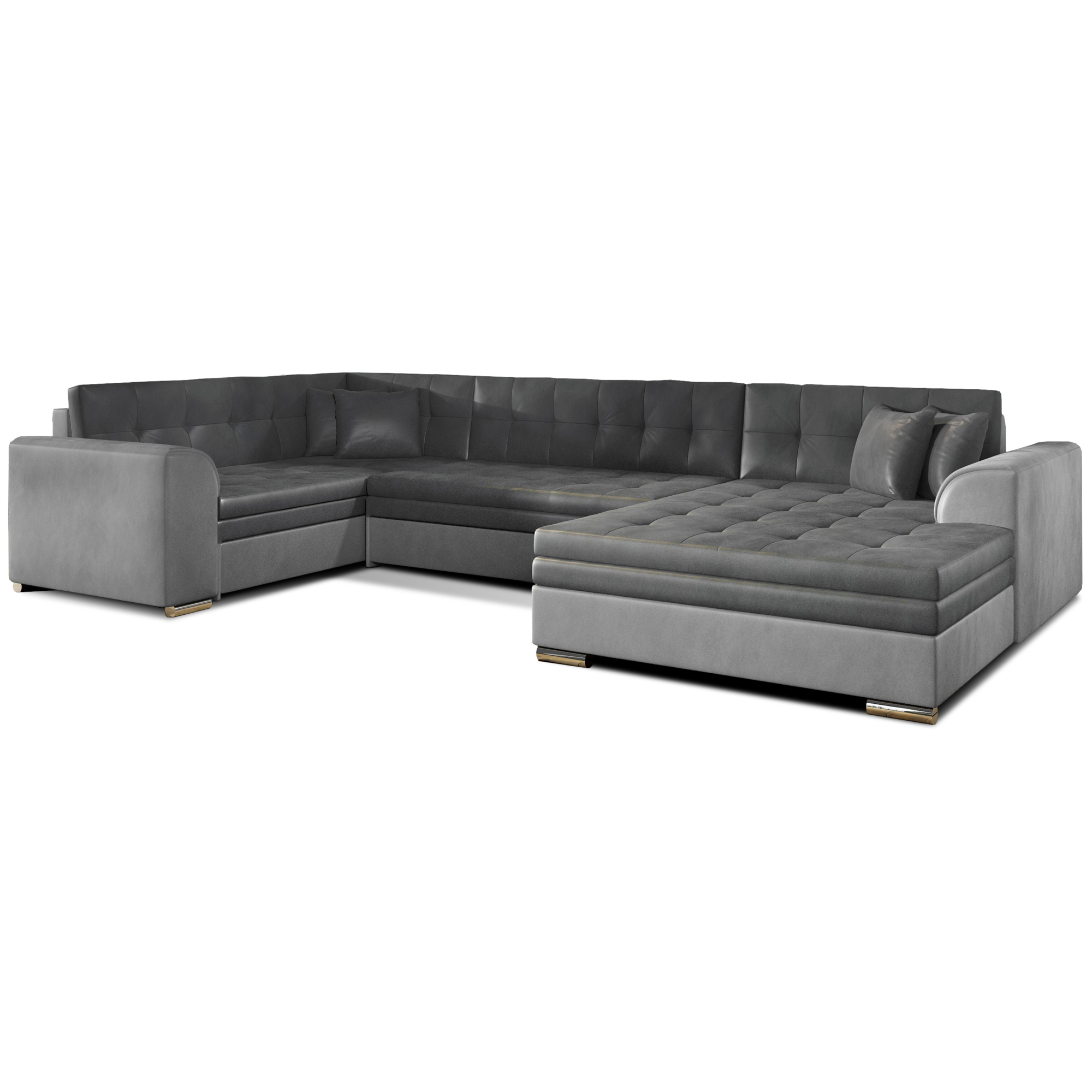 Canapé D'angle 5 Places En Velours - Forme U, Assise Extra-large, Mousse Mémoire De Forme, Modulable, 300x143x80 Cm