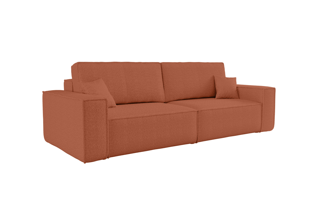 Canapé droit 3 places FARAH convertible en tissu bouclette