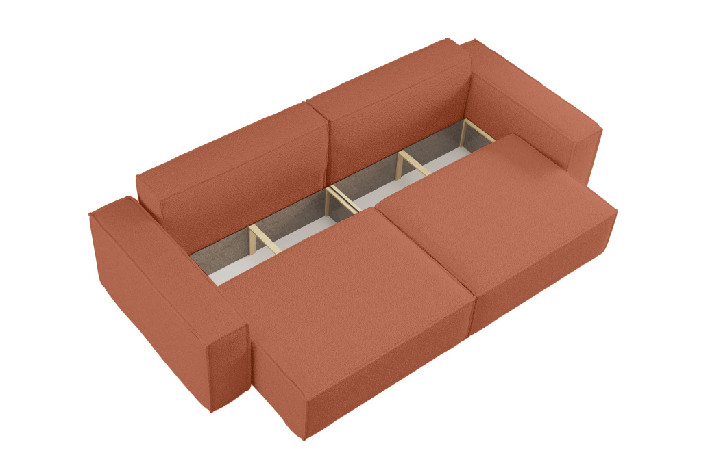 Canapé droit 3 places FARAH convertible en tissu bouclette