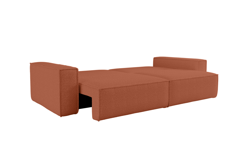 Canapé droit 3 places FARAH convertible en tissu bouclette