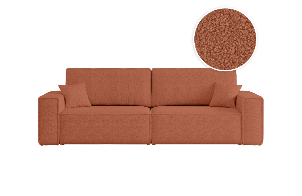 Canapé droit 3 places FARAH convertible en tissu bouclette