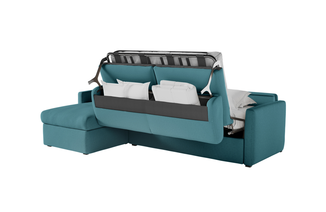 Canapé d'angle convertible express 4 places AGATHE couchage quotidien en tissu