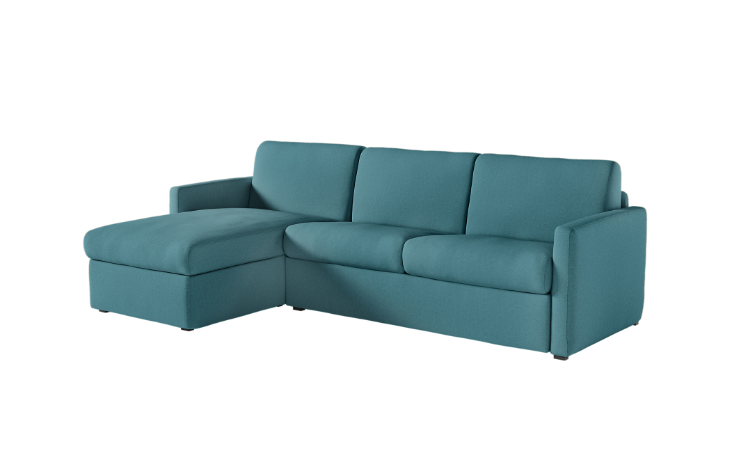 Canapé d'angle convertible express 4 places AGATHE couchage quotidien en tissu