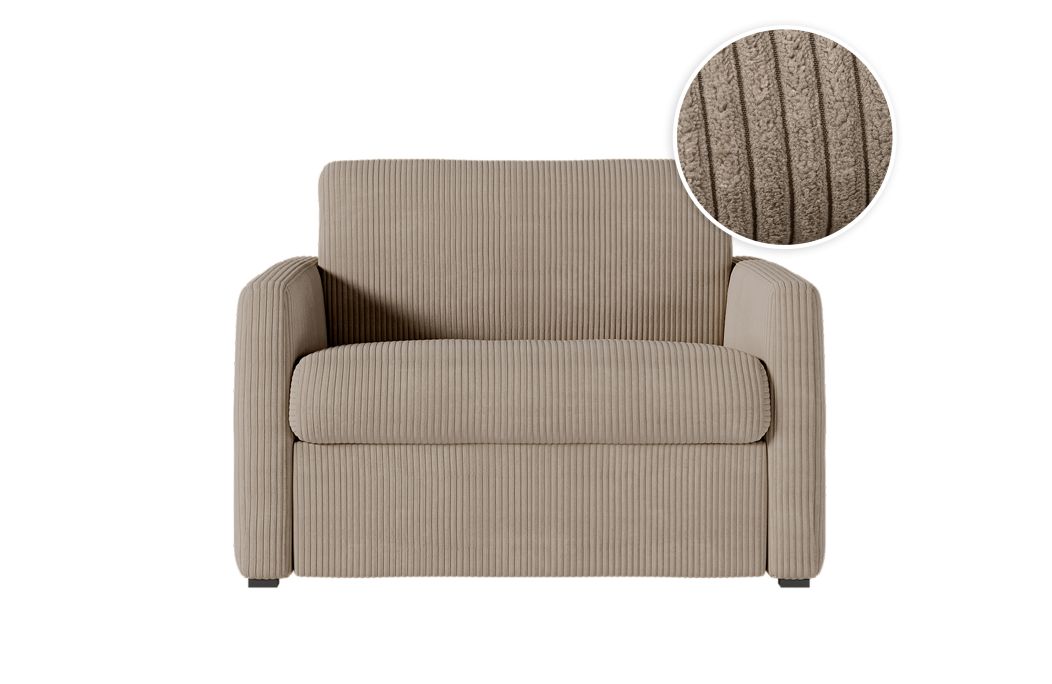 Fauteuil AGATHE convertible express couchage quotidien en velours côtelé