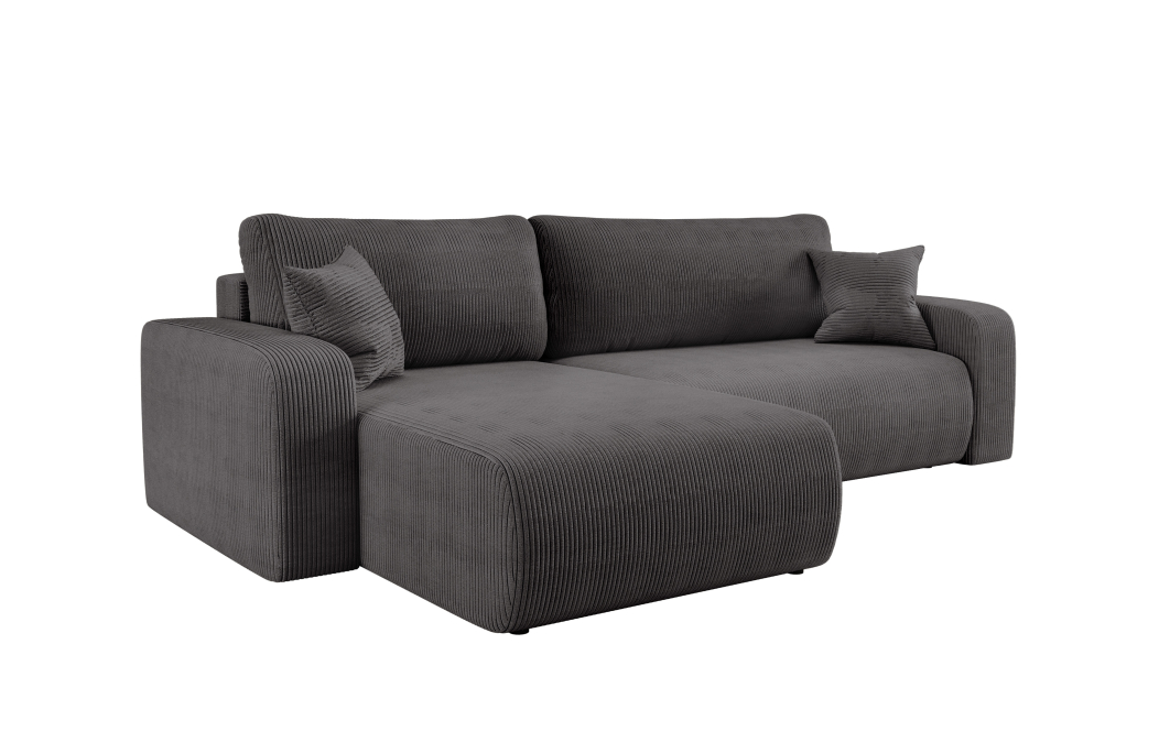 Canapé LYANA d'angle XL réversible et convertible 4 places en velours côtelé