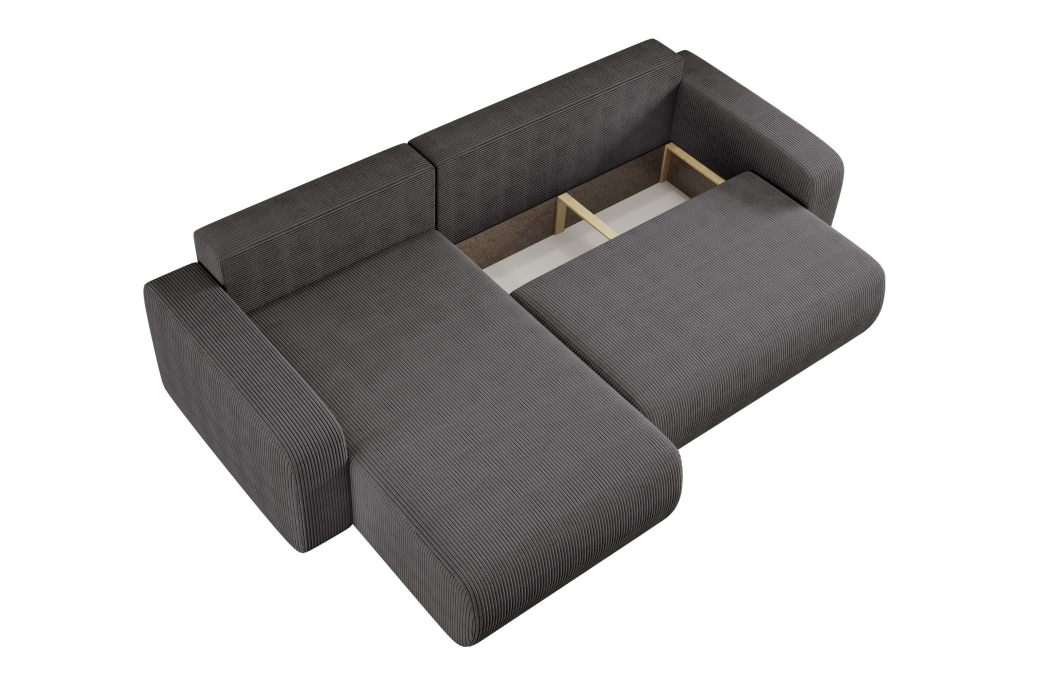 Canapé LYANA d'angle XL réversible et convertible 4 places en velours côtelé