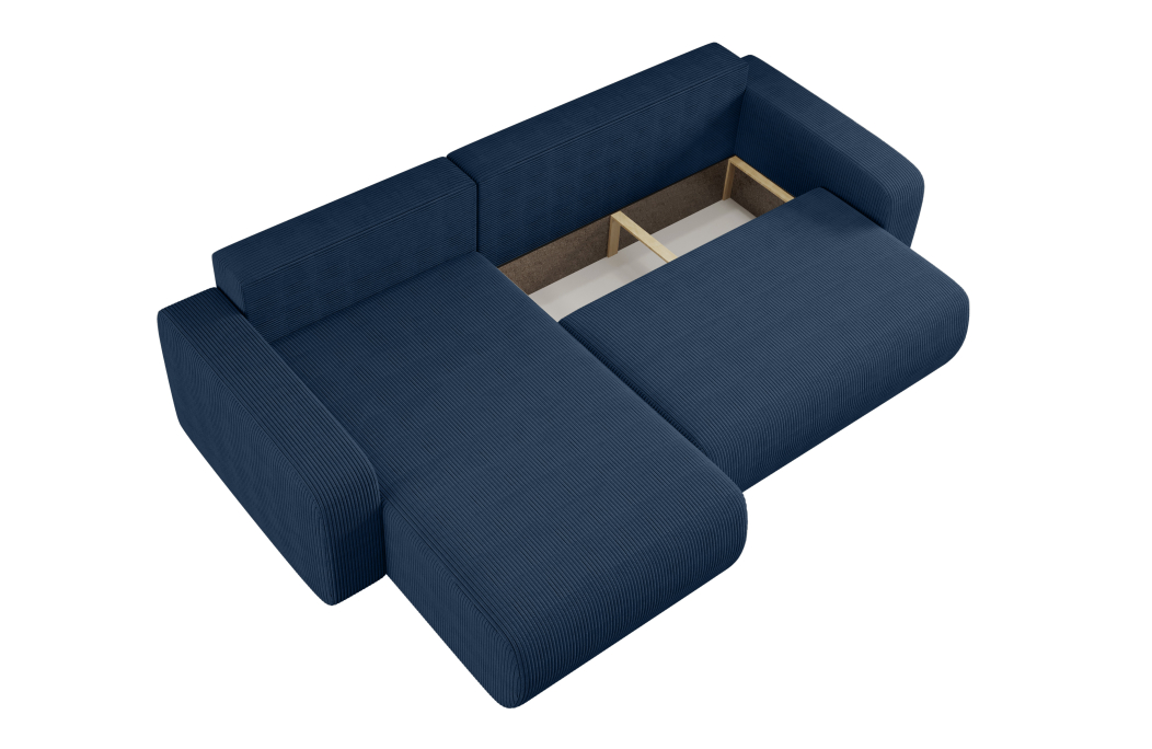 Canapé LYANA d'angle XL réversible et convertible 4 places en velours côtelé