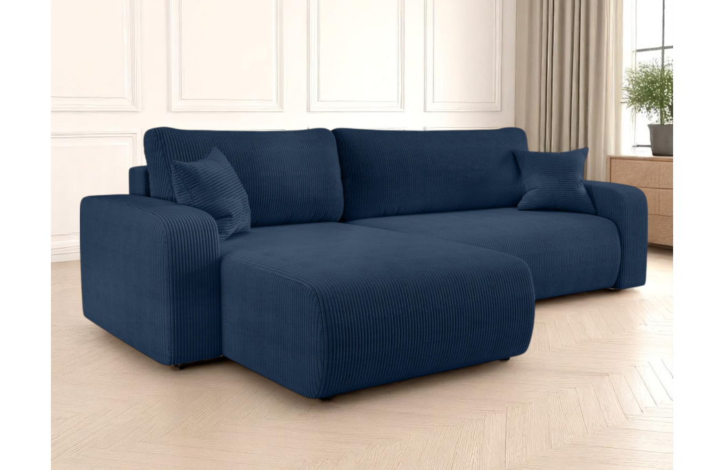 Canapé LYANA d'angle XL réversible et convertible 4 places en velours côtelé