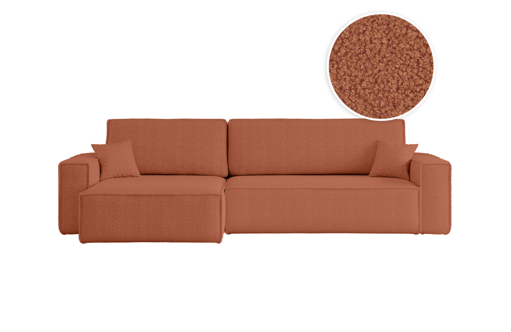 Canapé FARO d'angle XL réversible et convertible 4 places en tissu bouclette