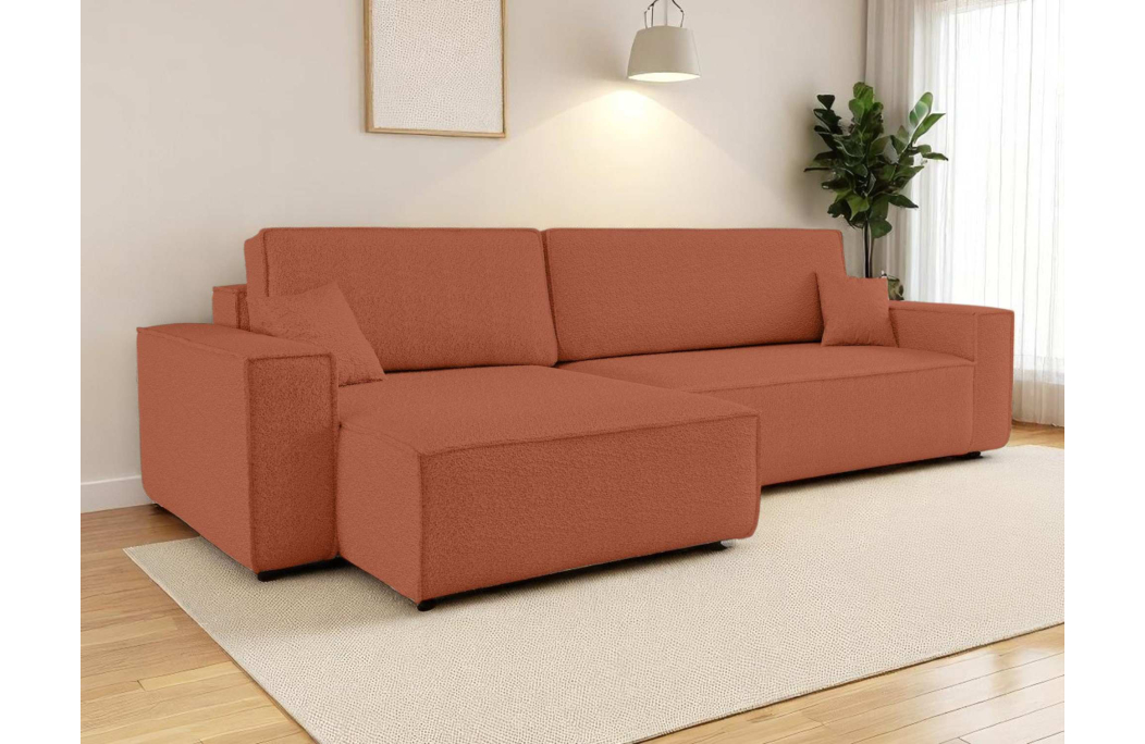 Canapé FARO d'angle XL réversible et convertible 4 places en tissu bouclette