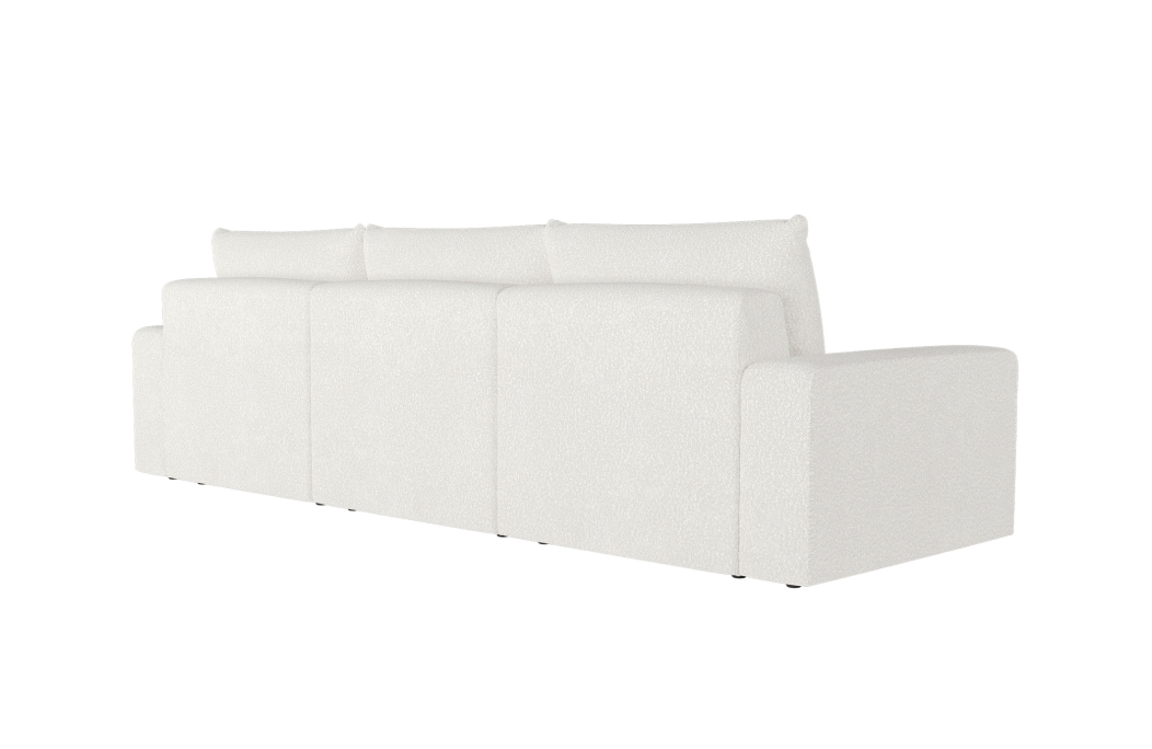 PACK - Canapé droit fixe 3 places ROMANE avec pouf en tissu bouclette