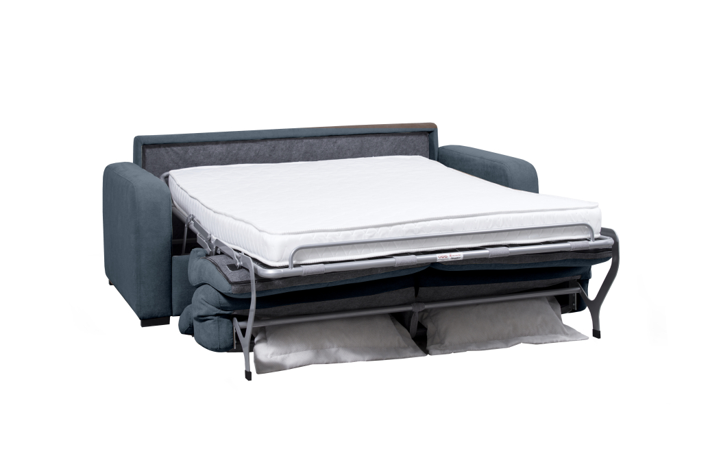 Canapé CAROLE convertible 3 places système couchage express avec têtières réglables en tissu
