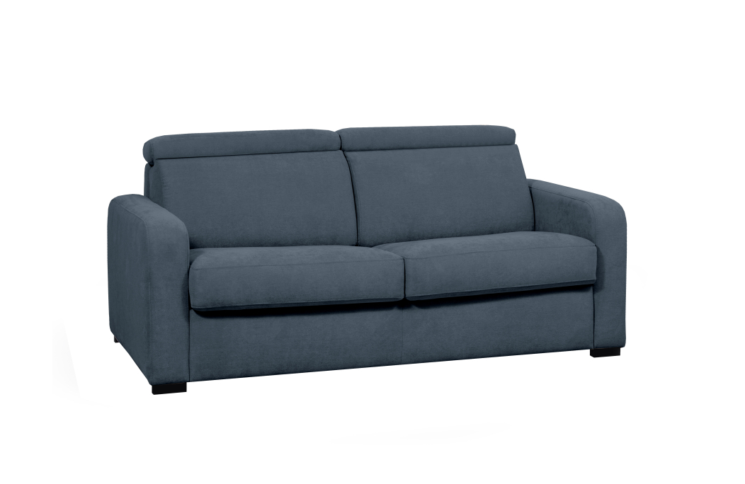 Canapé CAROLE convertible 3 places système couchage express avec têtières réglables en tissu