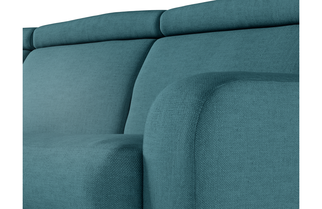 Canapé CAROLE d'angle convertible 4 places système couchage express avec têtières réglables en tissu