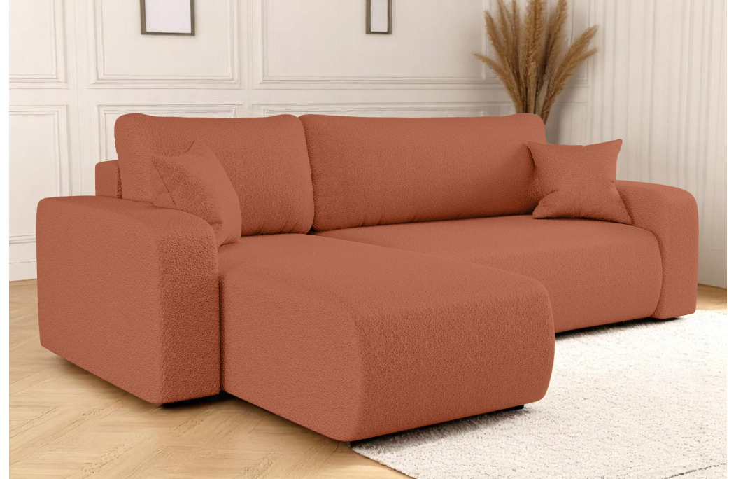 Canapé ALYA d'angle réversible et convertible 4 places en tissu bouclette