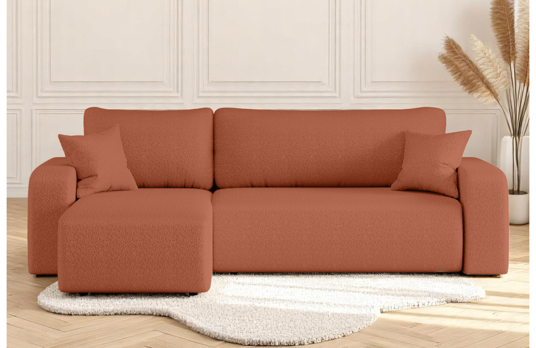 Canapé ALYA d'angle réversible et convertible 4 places en tissu bouclette