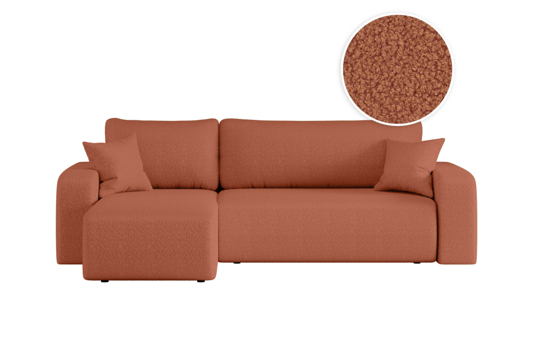 Canapé ALYA d'angle réversible et convertible 4 places en tissu bouclette