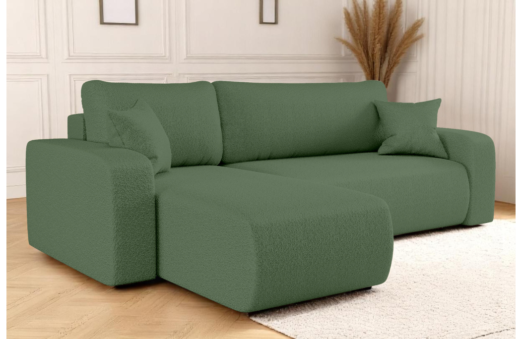 Canapé ALYA d'angle réversible et convertible 4 places en tissu bouclette