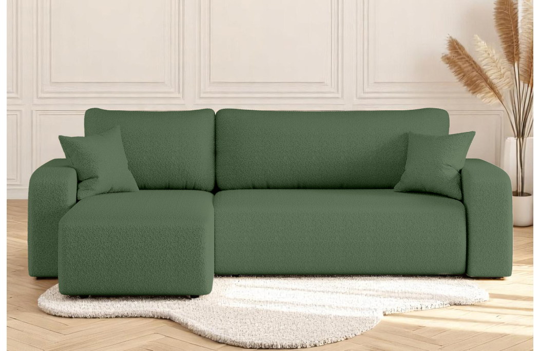 Canapé ALYA d'angle réversible et convertible 4 places en tissu bouclette