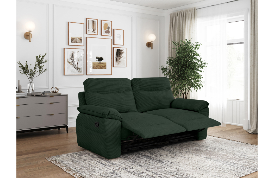 PACK - Canapé de relaxation ROSS manuel 3 places et fauteuil en velours côtelé
