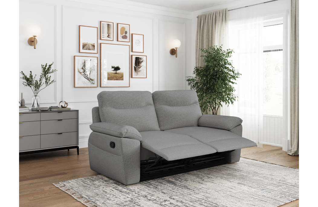 PACK - Canapé de relaxation ROSS manuel 3 places et fauteuil en tissu Easy Clean antitache