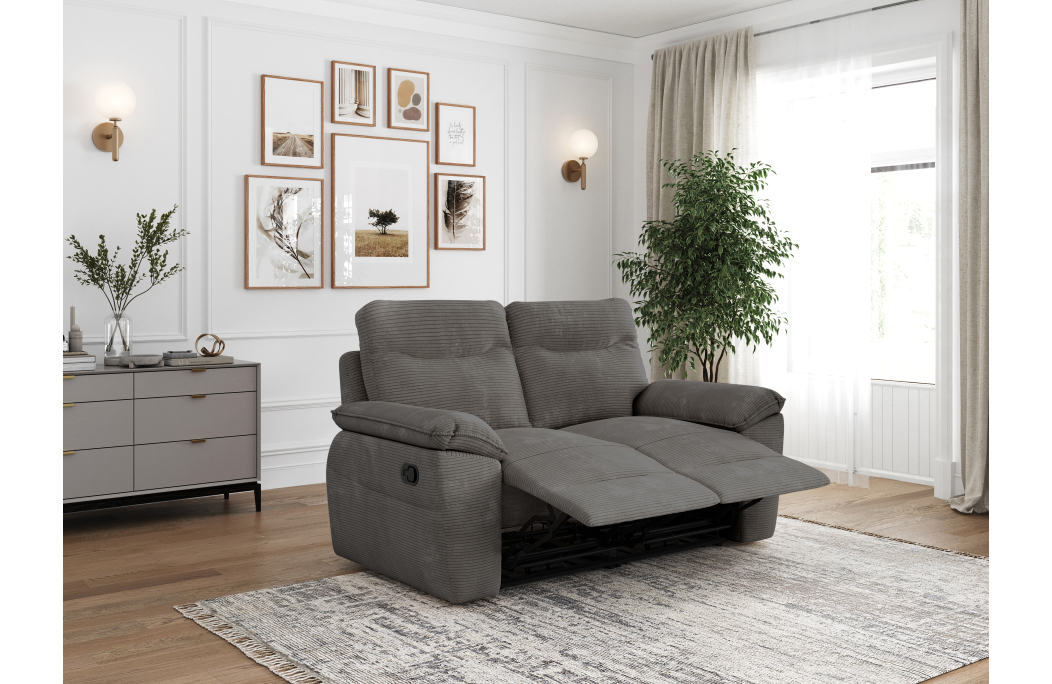 PACK - Canapé de relaxation ROSS manuel 2 places et fauteuil en velours côtelé