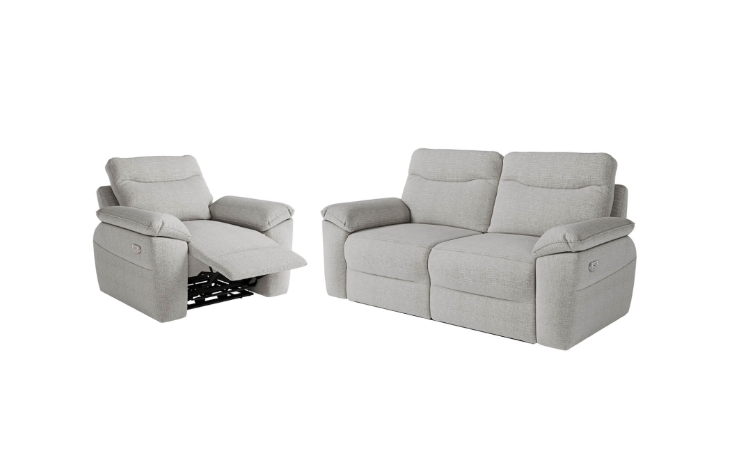 PACK - Canapé de relaxation ROSS électrique 3 places et fauteuil en tissu texturé 3D
