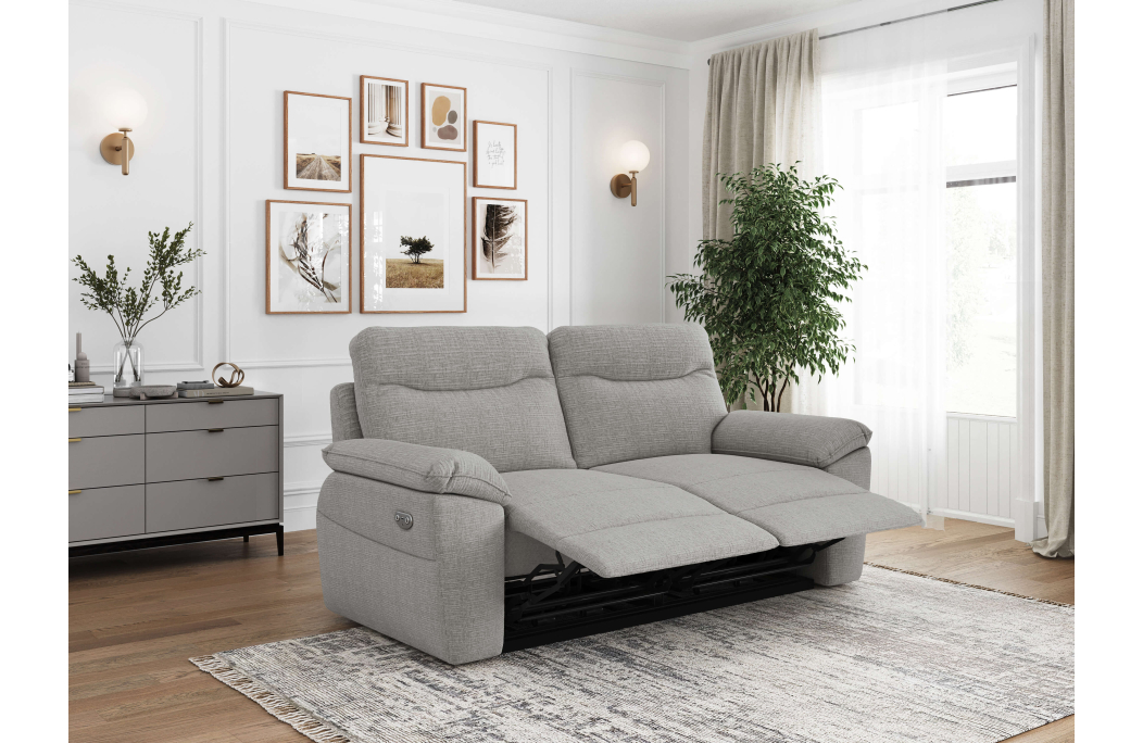 PACK - Canapé de relaxation ROSS électrique 3 places et fauteuil en tissu texturé 3D