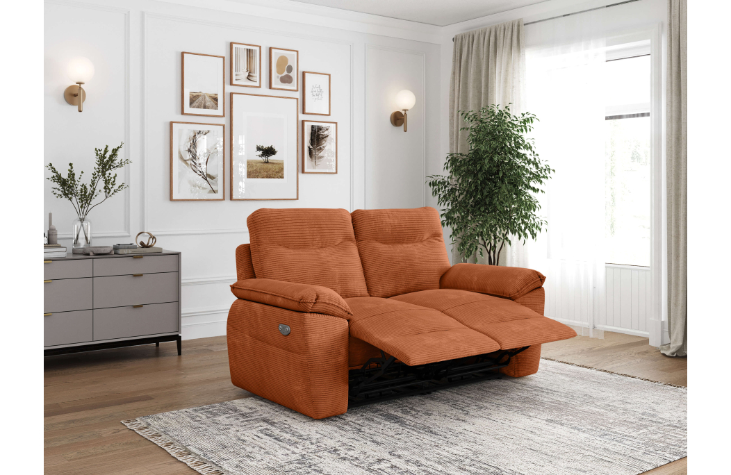 PACK - Canapé de relaxation ROSS électrique 2 places et fauteuil en velours côtelé