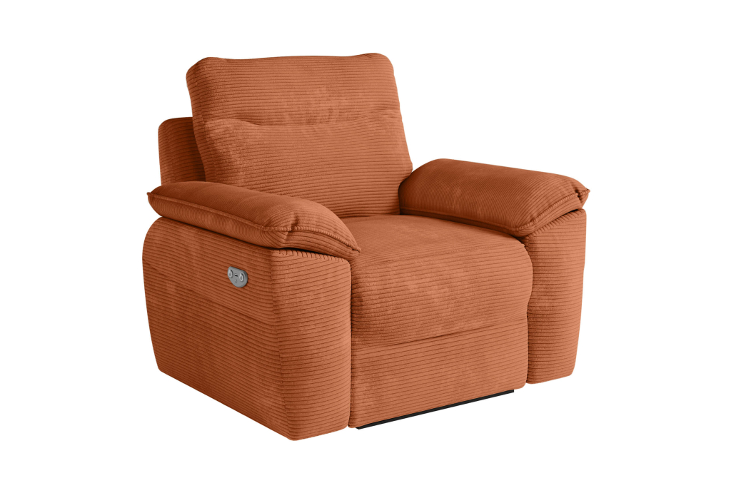 PACK - Canapé de relaxation ROSS électrique 2 places et fauteuil en velours côtelé
