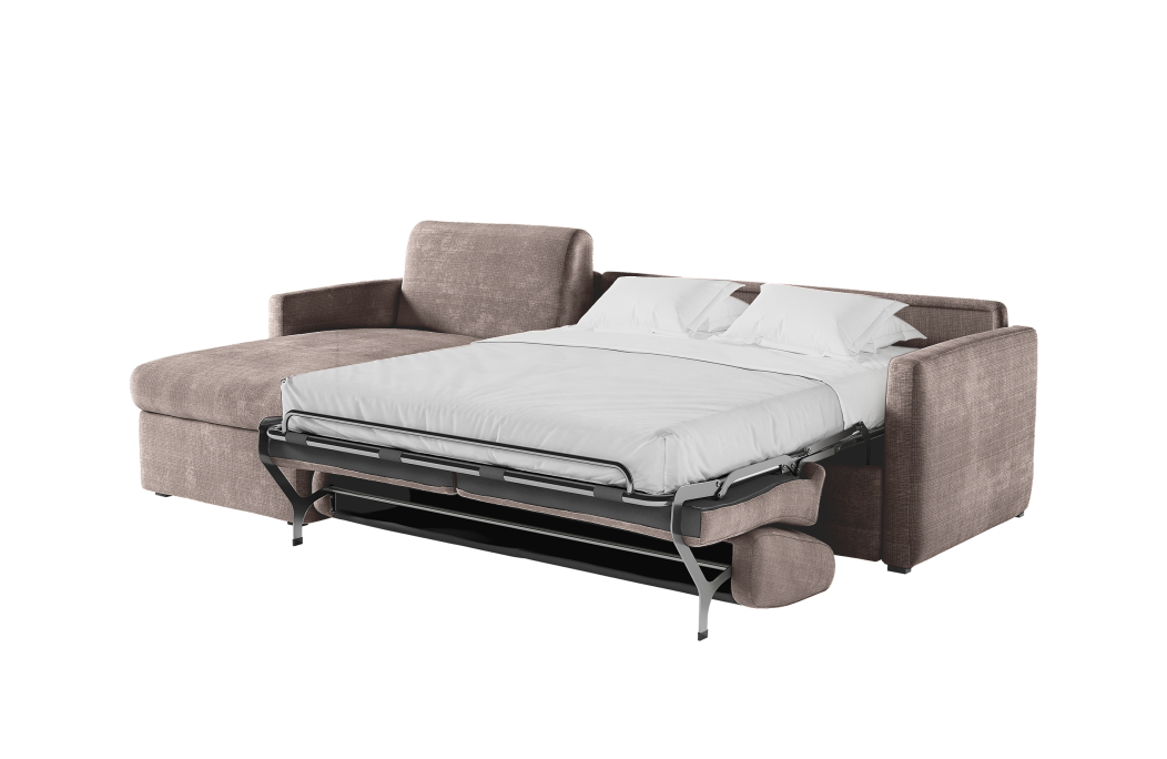 Canapé d'angle réversible convertible express 4 places AGATHE couchage quotidien en tissu chenille