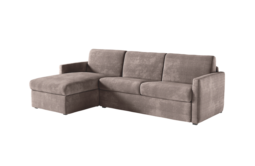 Canapé d'angle réversible convertible express 4 places AGATHE couchage quotidien en tissu chenille