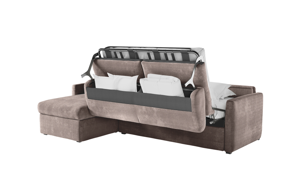Canapé d'angle réversible convertible express 4 places AGATHE couchage quotidien en tissu chenille
