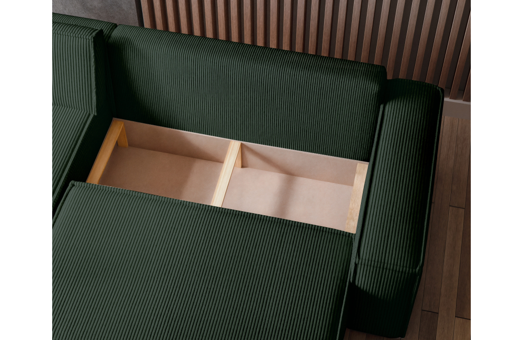 Canapé FARAH d'angle convertible et réversible 4 places en velours côtelé