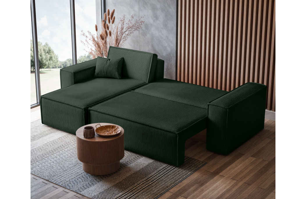 Canapé FARAH d'angle convertible et réversible 4 places en velours côtelé