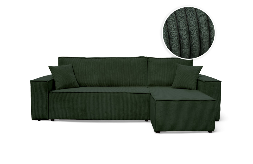 Canapé FARAH d'angle convertible et réversible 4 places en velours côtelé