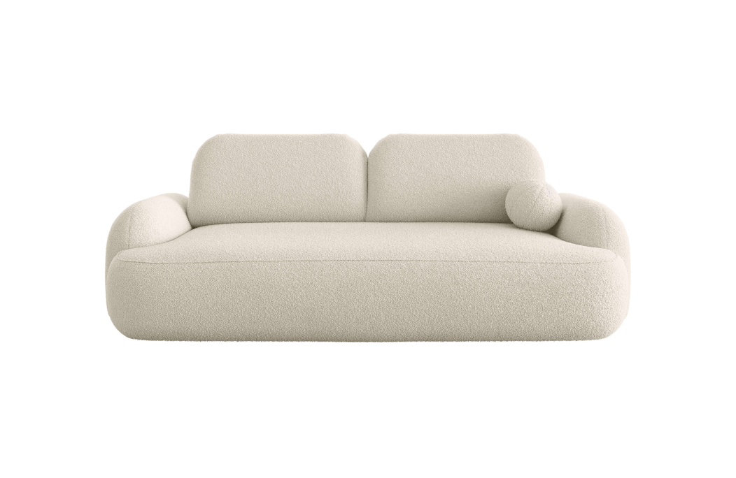 Canapé convertible 3 places MILLY avec coffre en tissu bouclette