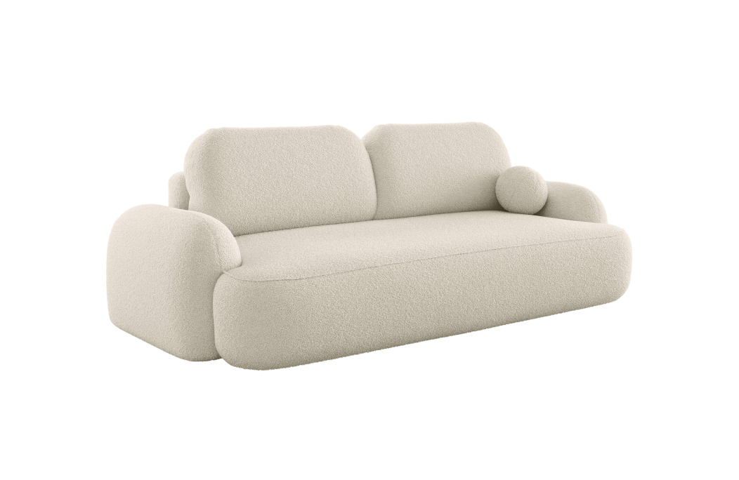 Canapé convertible 3 places MILLY avec coffre en tissu bouclette
