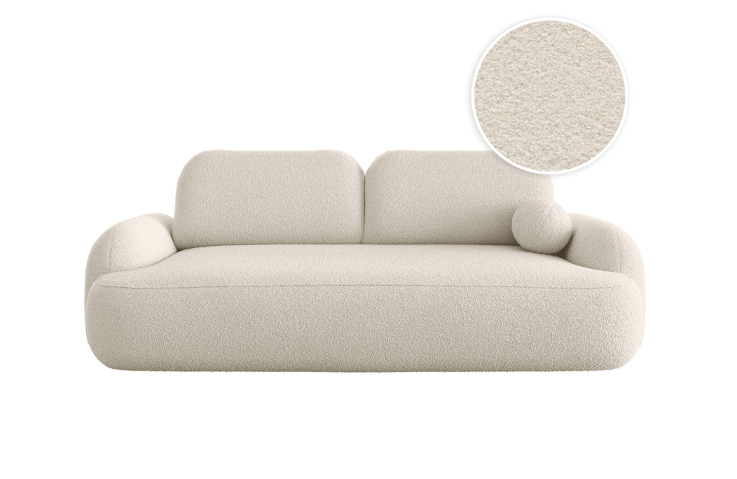 Canapé convertible 3 places MILLY avec coffre en tissu bouclette