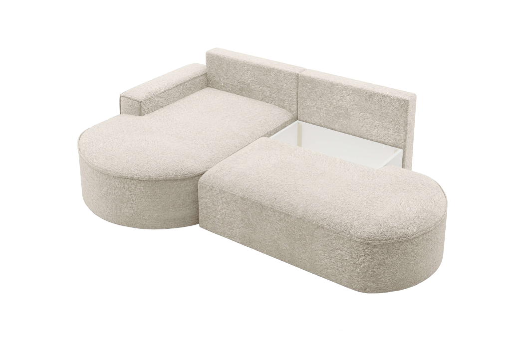 Canapé d'angle convertible 4 places MARLO en tissu chenille