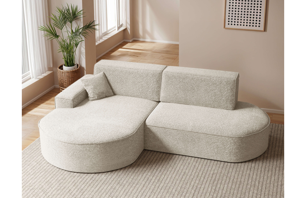 Canapé d'angle convertible 4 places MARLO en tissu chenille