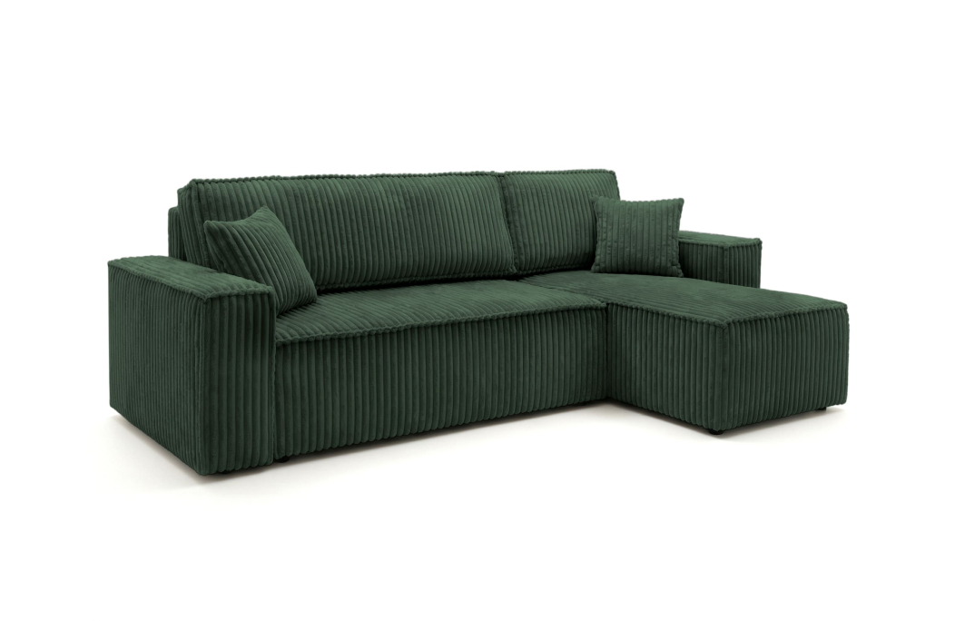 Canapé d'angle convertible et réversible 4 places FARAH en velours cotelé épais