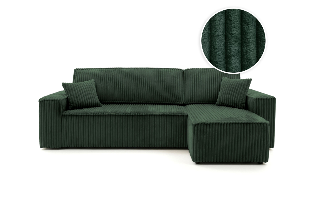 Canapé d'angle convertible et réversible 4 places FARAH en velours cotelé épais