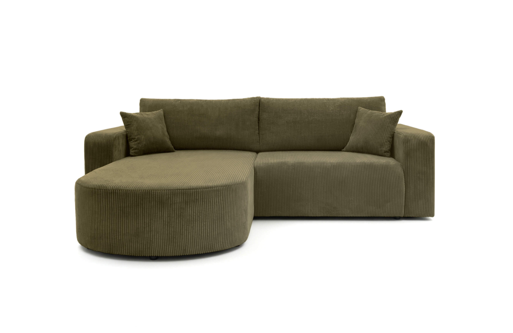 Canapé d'angle compact réversible et convertible 4 places KIARA en velours côtelé