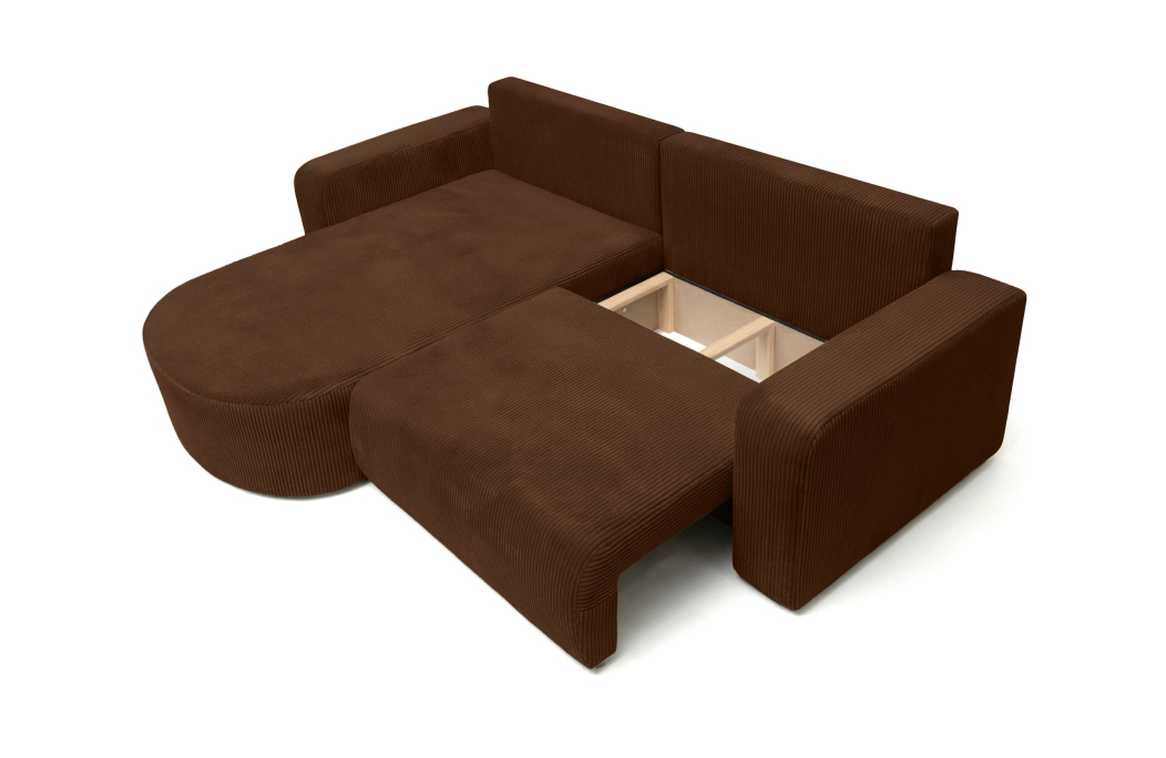 Canapé d'angle compact réversible et convertible 4 places KIARA en velours côtelé
